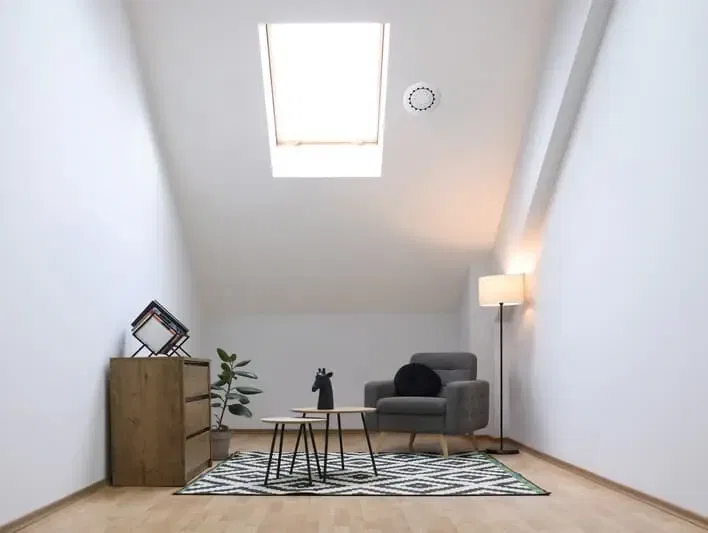 Home Tag in room under pitched roof
