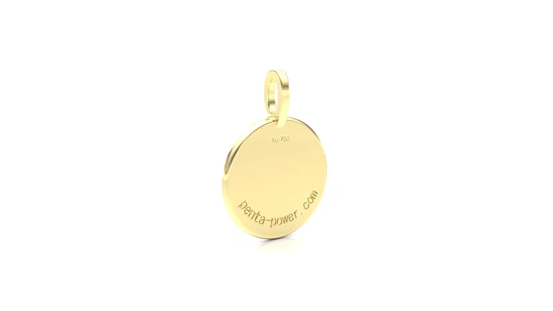 Penta Power Jewel Pendant Geel Goud achterkant met gehaltestempel Au 750