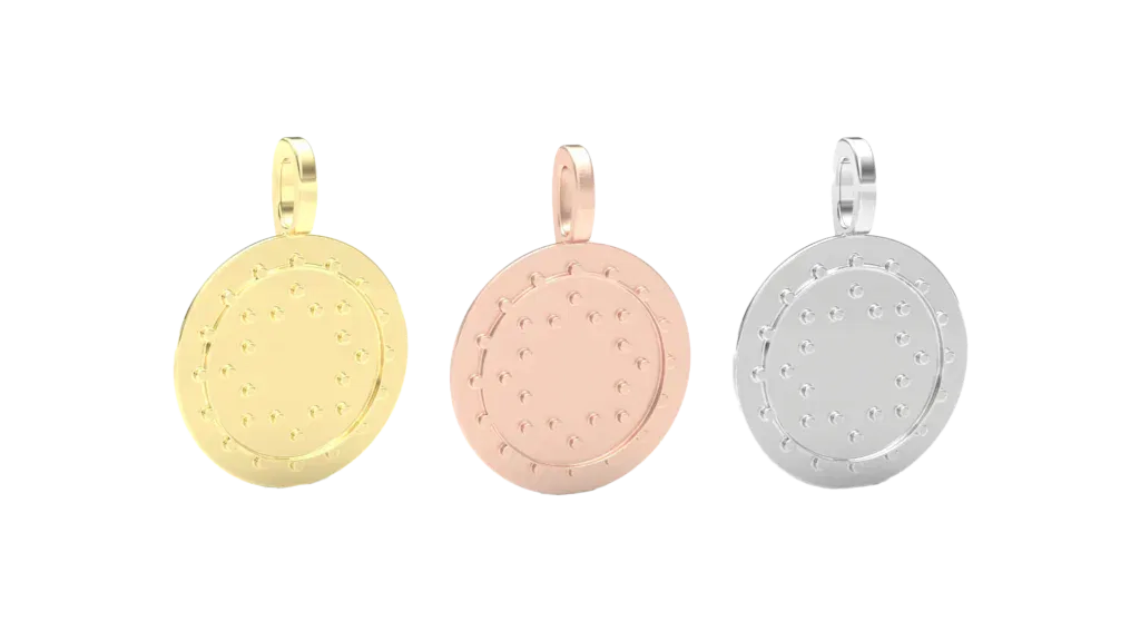 Penta Power Jewel Pendant Yellow Rose and White Gold Front Slanted