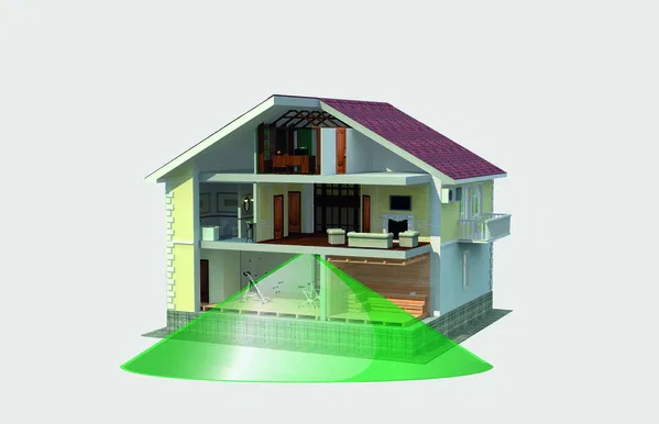 Placement Penta Power Home Tag against ground floor ceiling