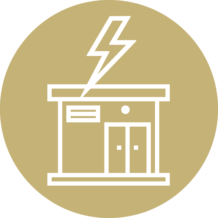 Straling van hoogspanningscabines